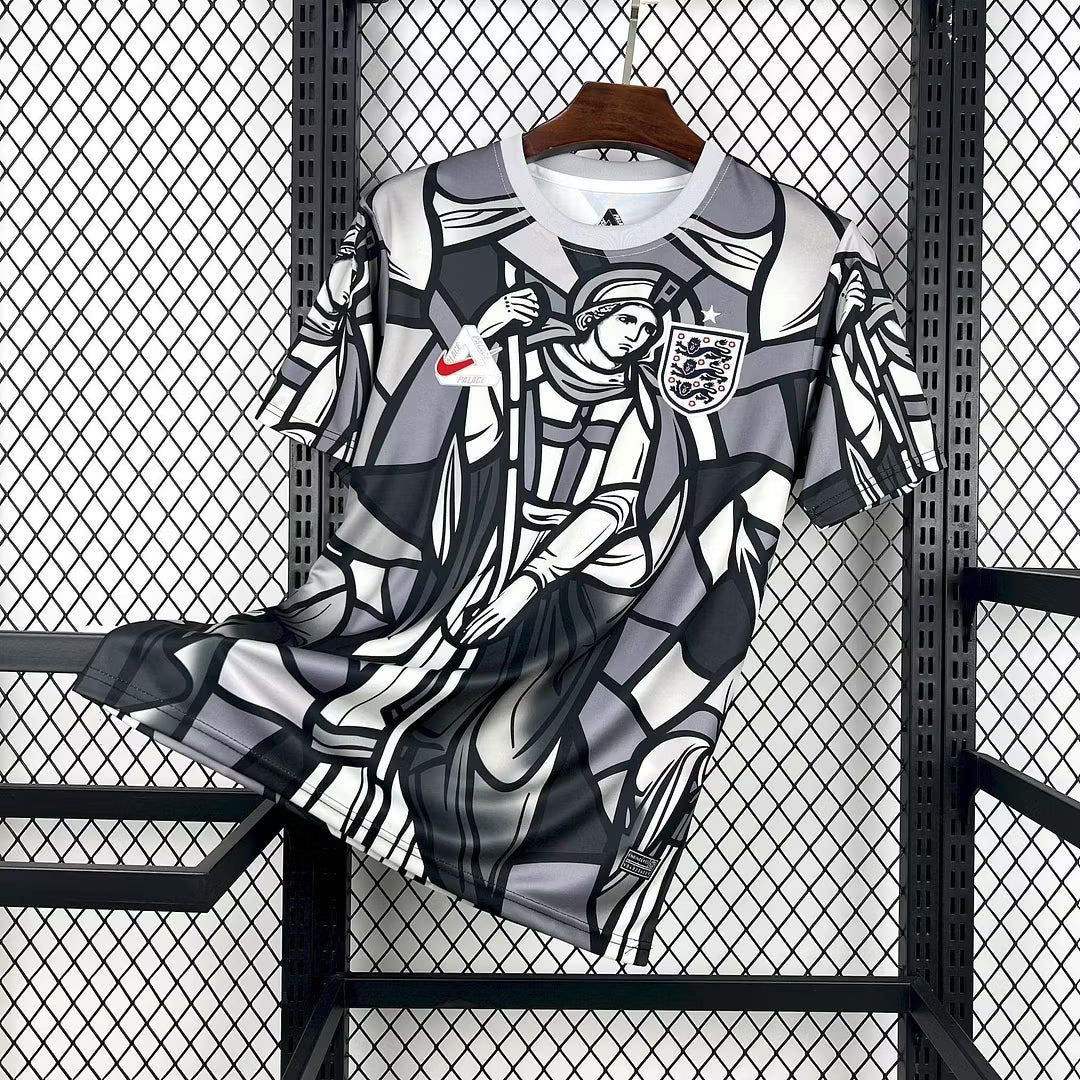 2026 England Palace Collab Edition Grey Crew Neck Football Shirt