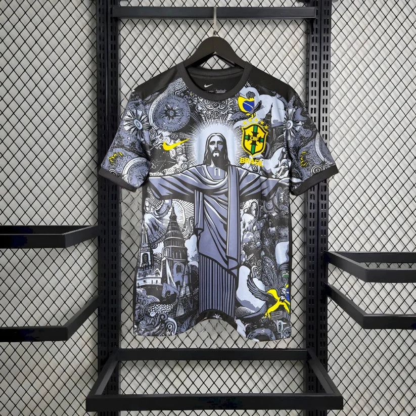 2024 Brazil Special Edition Jesus Black Gray Jersey