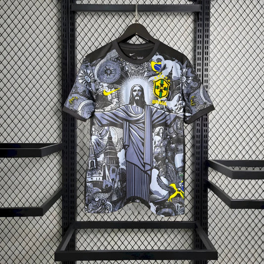 2024 Brazil Special Edition Jesus Black Gray Jersey